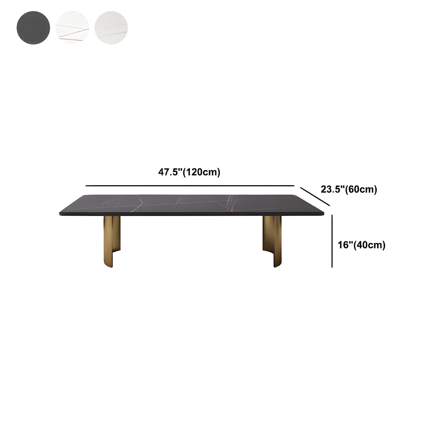 Glam 15.7" H Rectangle Slate Coffee Table Steel 2 Legs Cocktail Table thumbnail 13