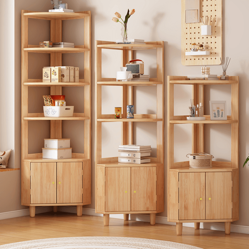 Art Deco Lumber Accent Cabinet Wood Color/Sepia Nook with Storage Cabinet, Pull Knobs and 5 Exterior Shelves/4 Exterior Shelves/3 Exterior Shelves thumbnail 4