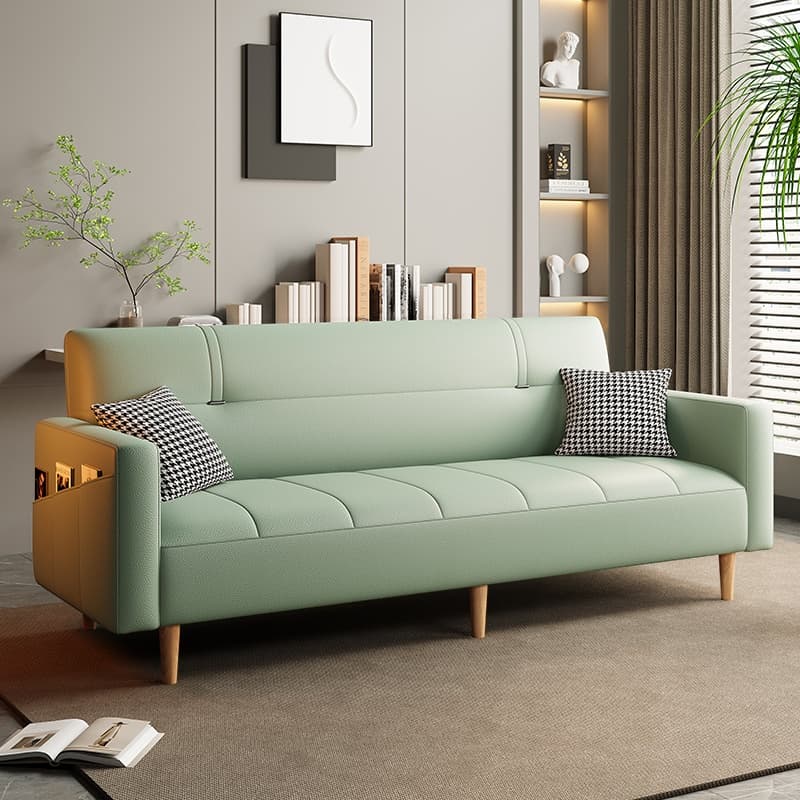 Synthetic Leather Convertible Sofa in Grey/Light Blue/Light Green with Arm thumbnail 7