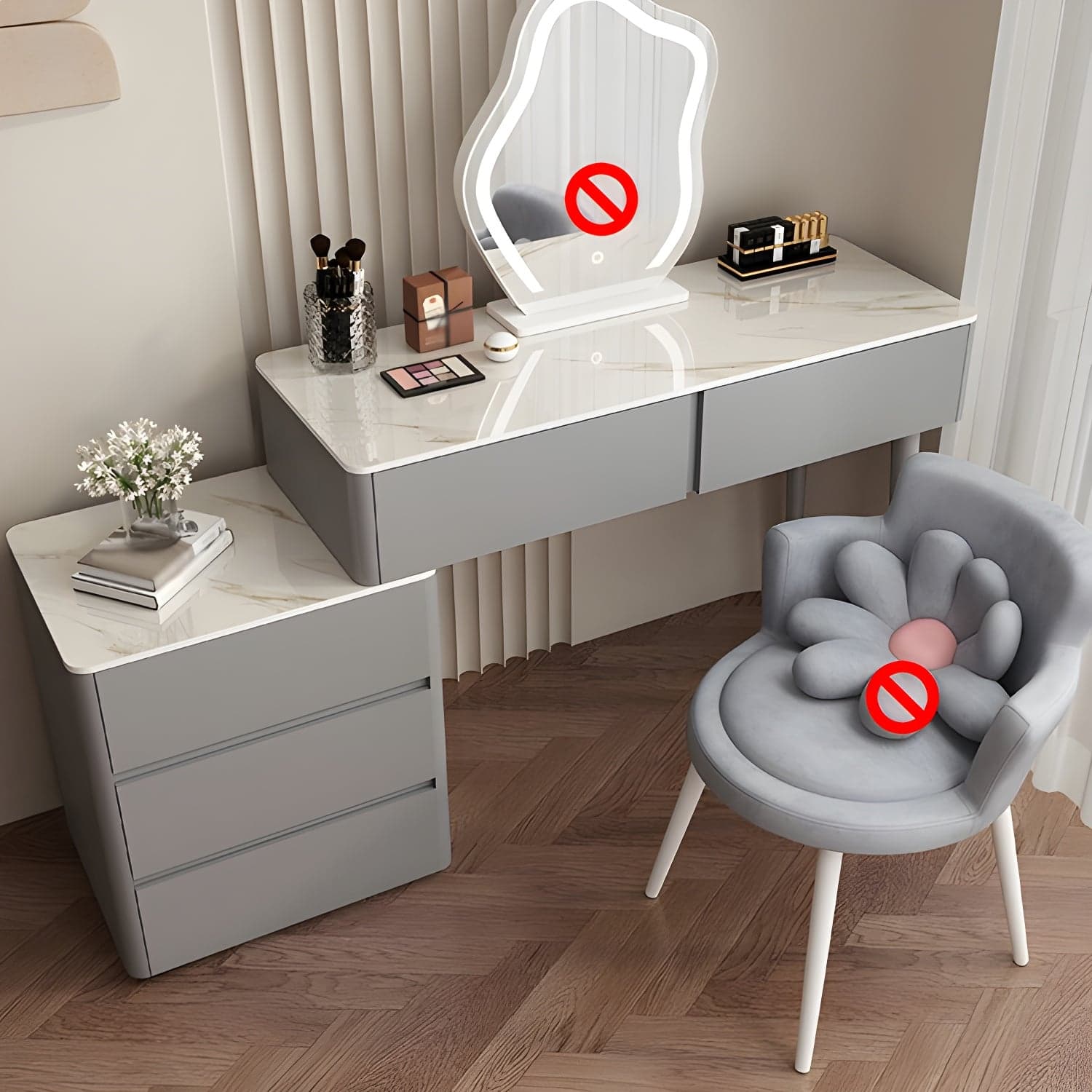 Modern Wood Makeup Vanity with Soft Close Drawer Glides & 2 Drawers thumbnail 1
