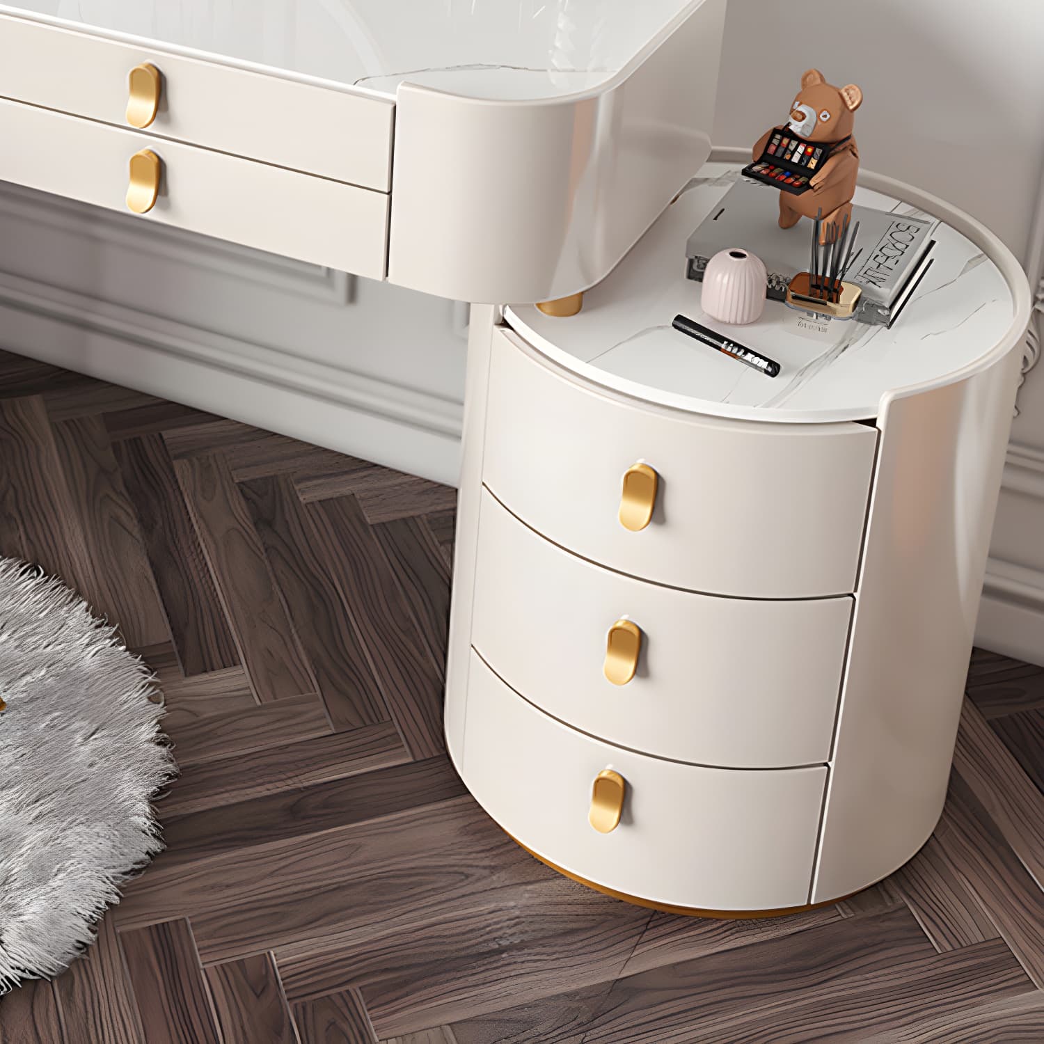Lighted Mirror Makeup Vanity Desk Storage Box Makeup Vanity Set with Drawer thumbnail 12