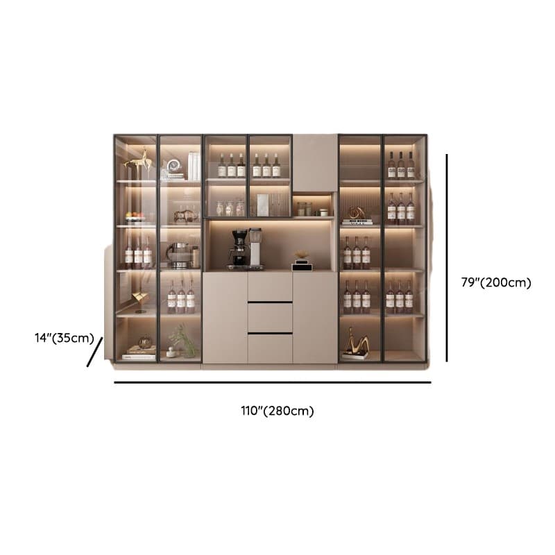 Wide/Standard/Narrow Modern Timber 3 Drawers 2 Shelves/3 Shelves/1 Shelf Glass Doors Pantry Hutch Sideboard thumbnail 38