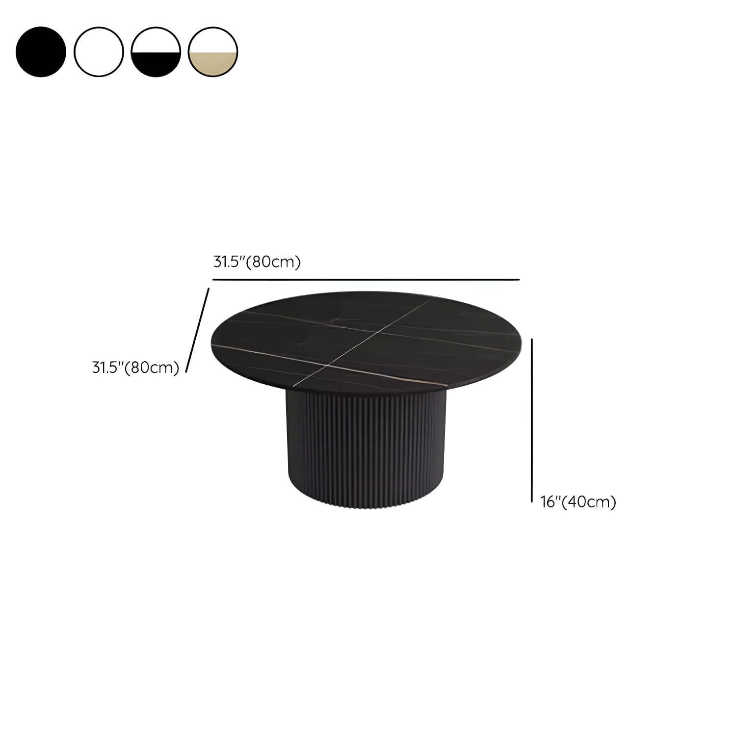 Modern Round Stone Top Coffee Table with Sturdy Metal Pedestal Base in Standard Height thumbnail 15