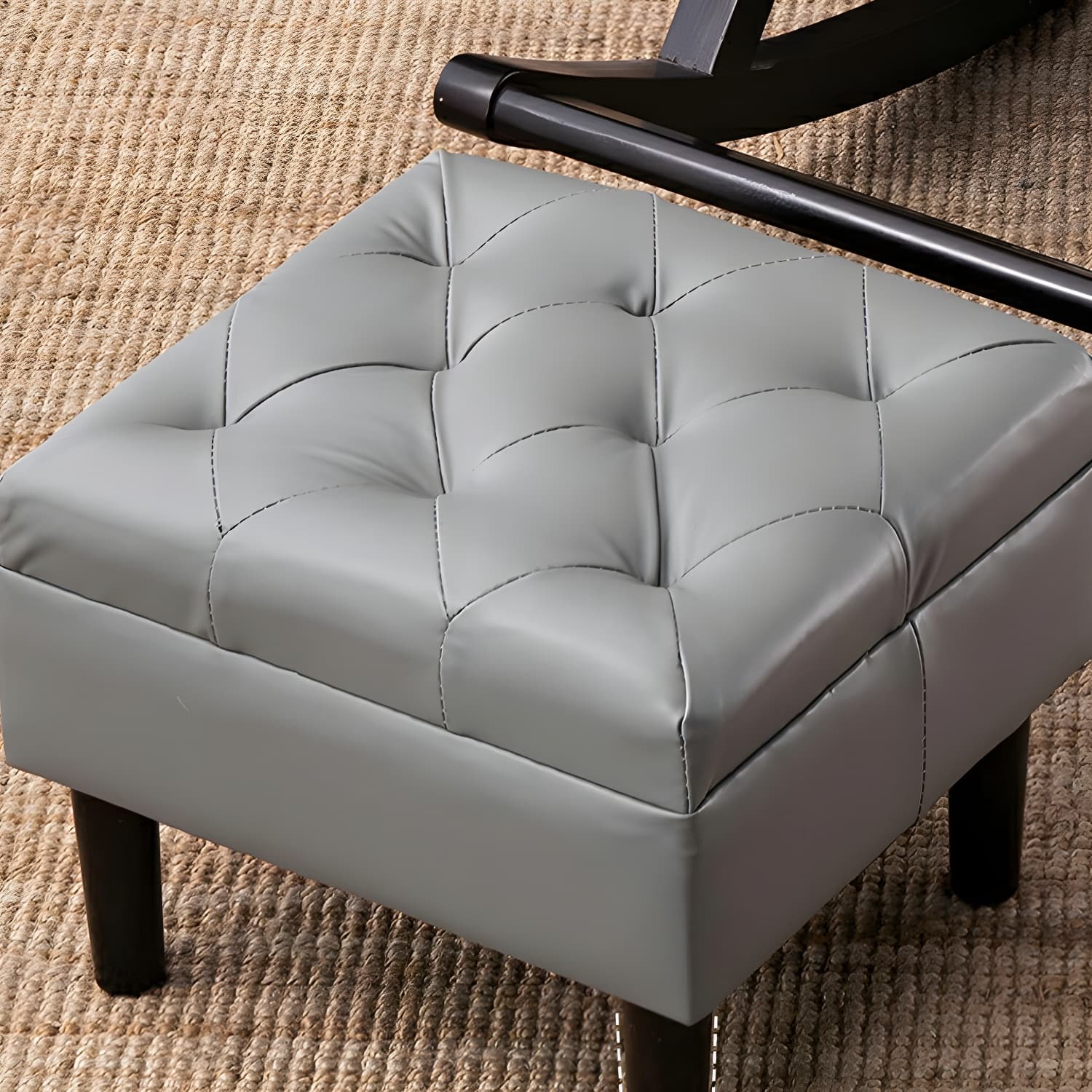 49" Wide Solid Wood Faux Leather Rocking Accent Chair with Legs thumbnail 17