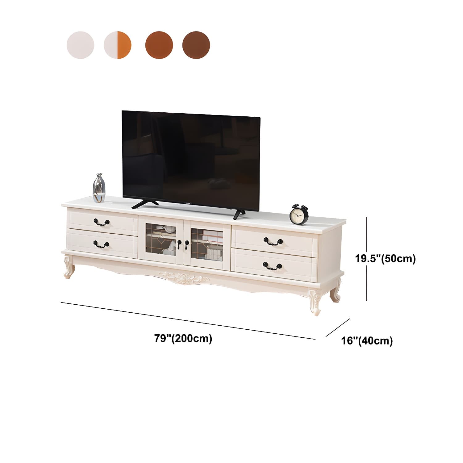 Traditional Solid Wood TV Cabinet Living Room Luxury TV Stand with Glass Doors thumbnail 11