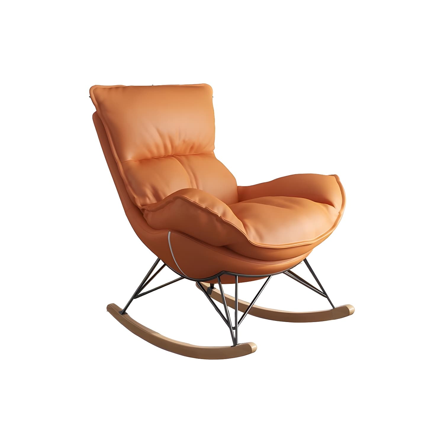 Contemporary Rocking Chair Faux Leather Waterproof Glider Chair with Removable Cushions thumbnail 14