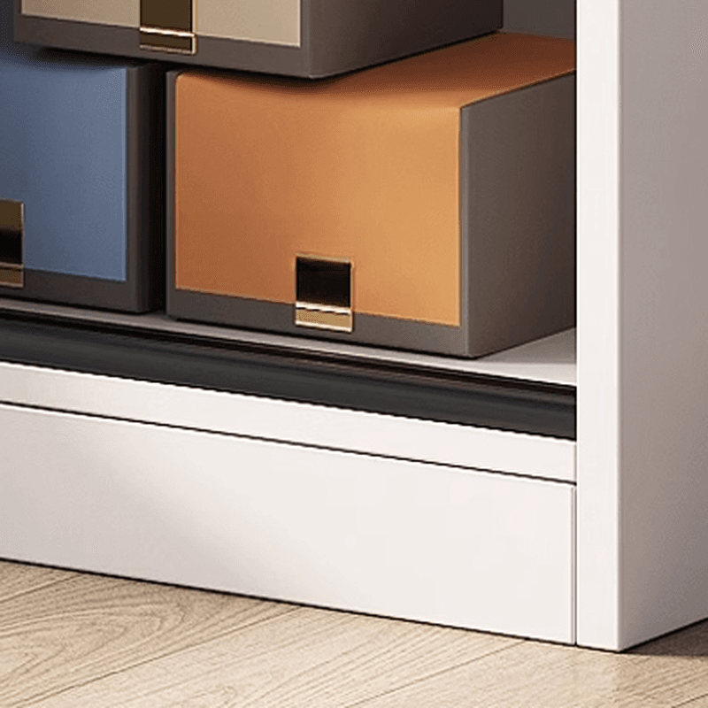 White Minimalist Manufactured Wood Wardrobe Closet with Interior Shelves and Clothing Rod thumbnail 9