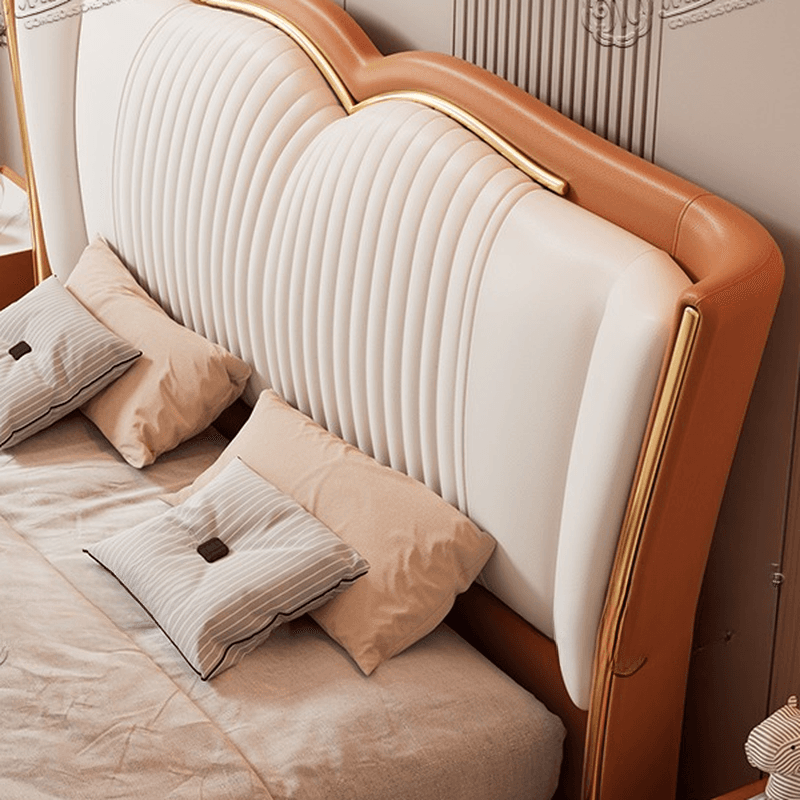 Modern Simple Style Wingback Headboard in Natural Wood for King/Queen/Full Bed with No Distressing, Sponge Upholstery, Free-standing Standard Height thumbnail 9