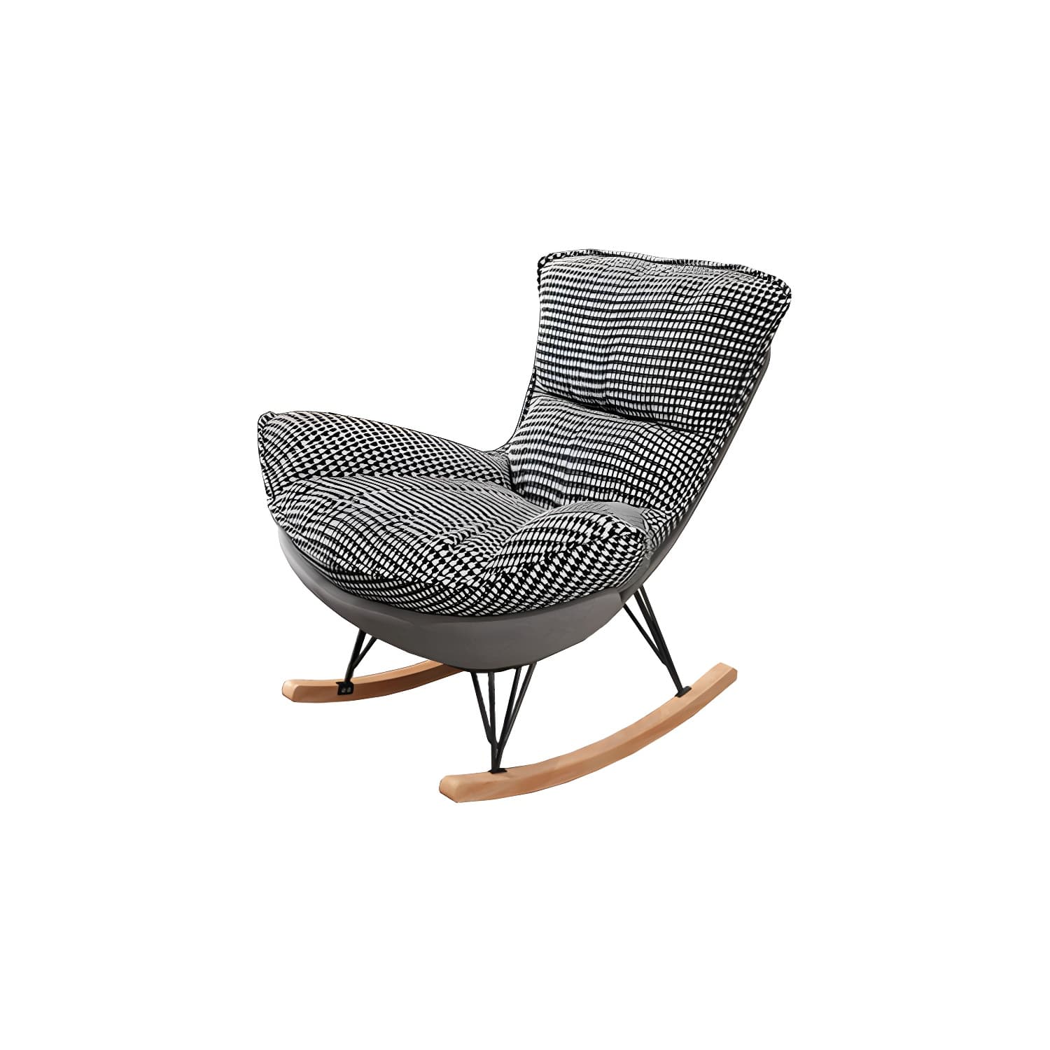 Modern Glider Chair Pure Color Metal Dark Legs Rocking Chair with Ottoman thumbnail 16