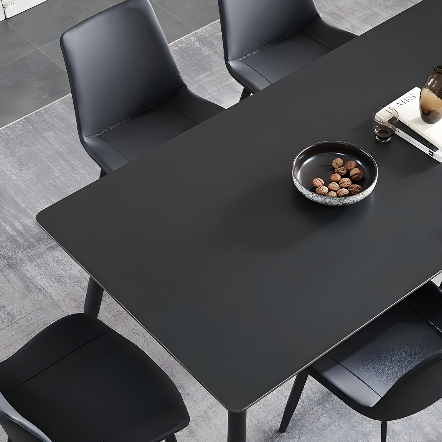 Modern Scratch-Resistant Stone Top Black Metal Base Kitchen Table thumbnail 5