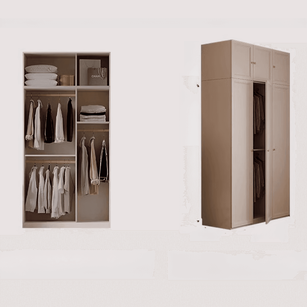 Chalk Modish Self-supporting Cabinet Armoire with Soft Close Drawer, Soft Close Door, and Hinged Hanging Rod thumbnail 5