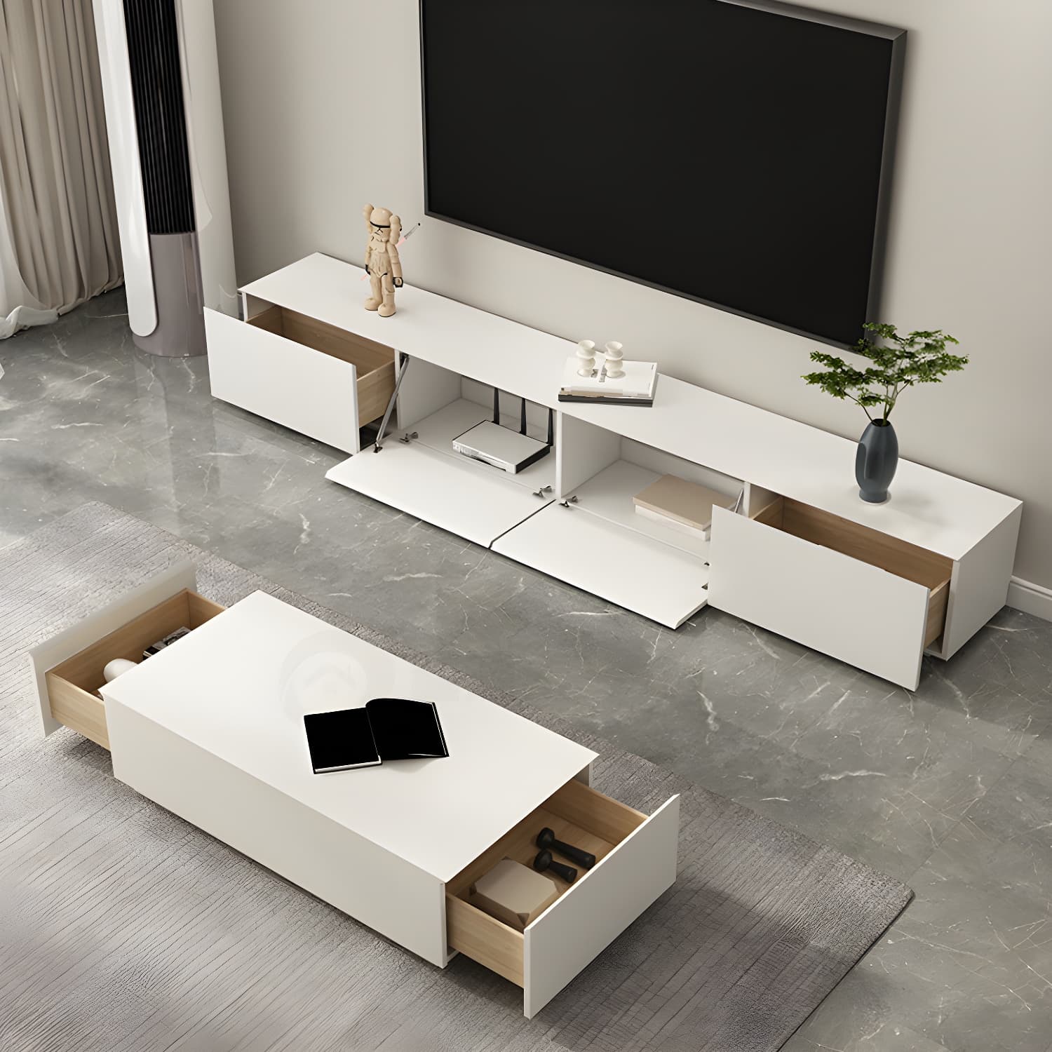 Modern Media Console Wood Media Console TV Stand for Living Room thumbnail 3