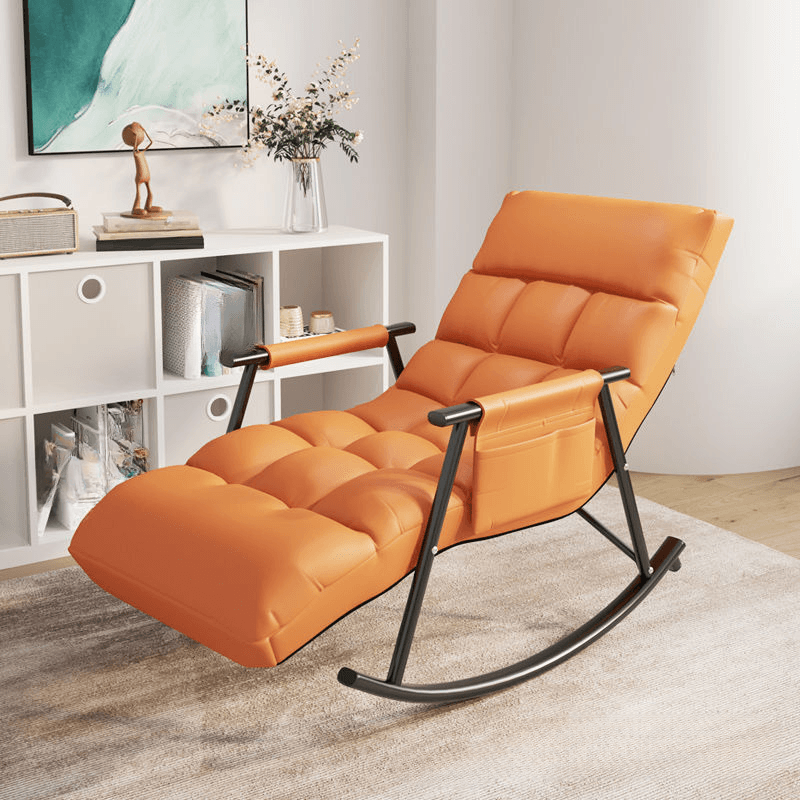 Butter Color/Azure/Olive Green Ergonomic Rocking Chair Couch with Rear Back, Stationary thumbnail 8
