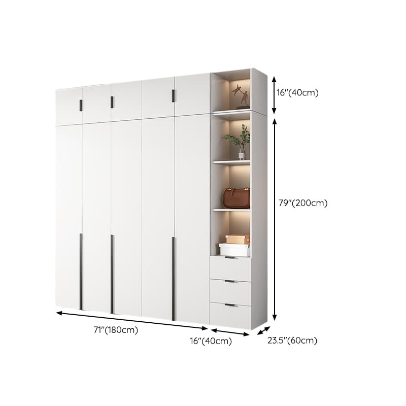 White Wood Wardrobe Armoire with Hinged Doors and Shelves Included thumbnail 32