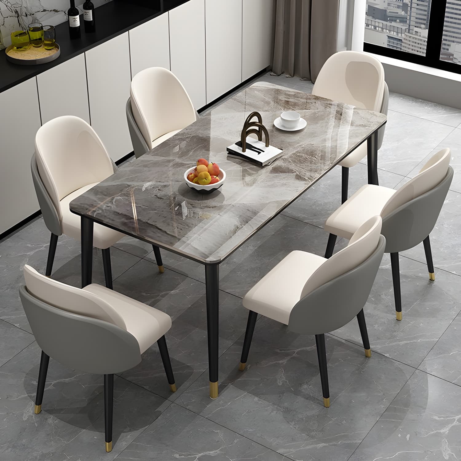 Glam Iron Dining Table Set 1/2/5/7 Pieces Rectangle Dinette Set with Sintered Stone Top thumbnail 12