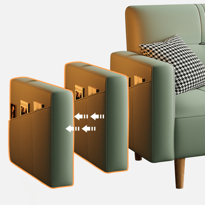 Synthetic Leather Convertible Sofa in Grey/Light Blue/Light Green with Arm thumbnail 16