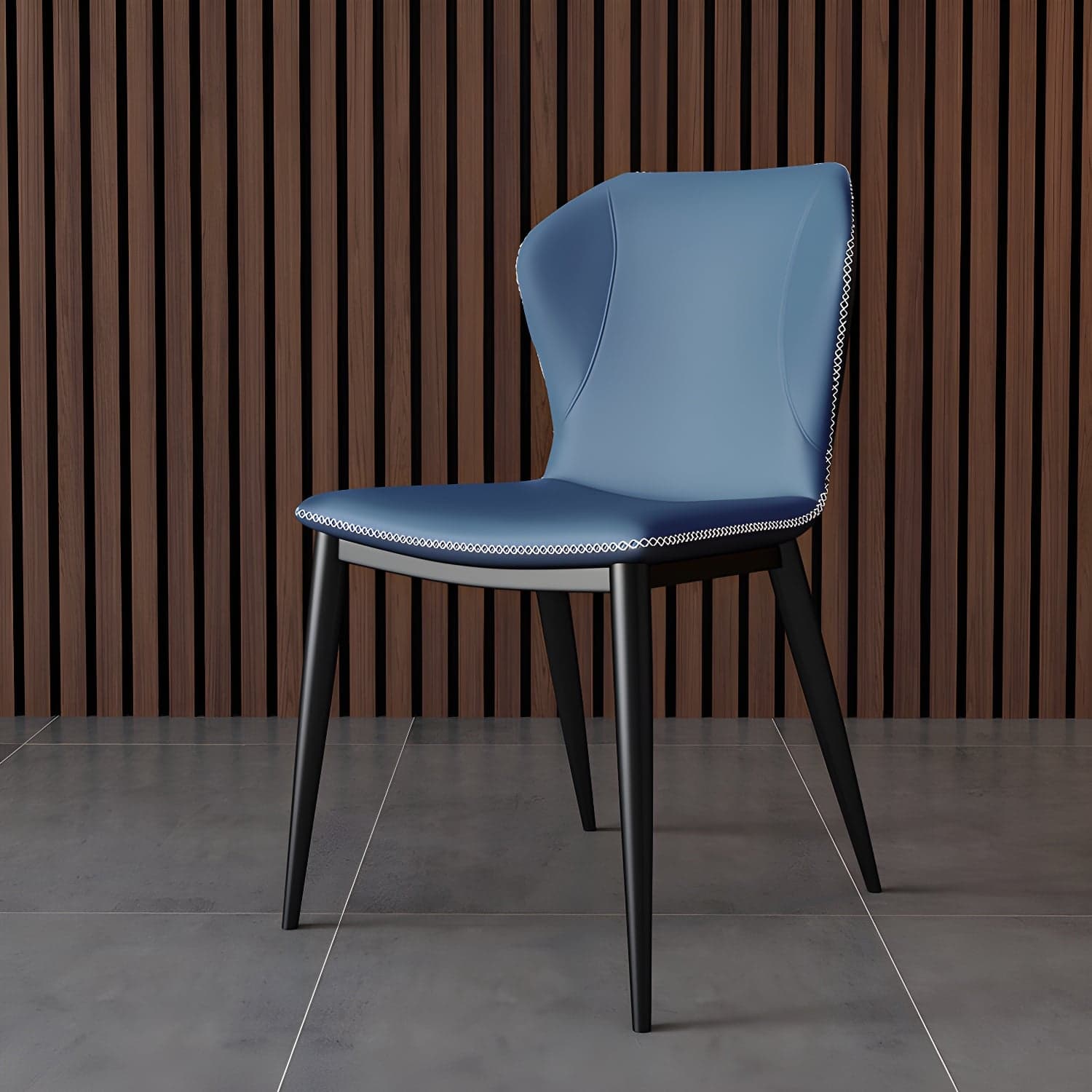Modern Leather Home Side Chair Wingback Matte Finish Dining Chair thumbnail 2