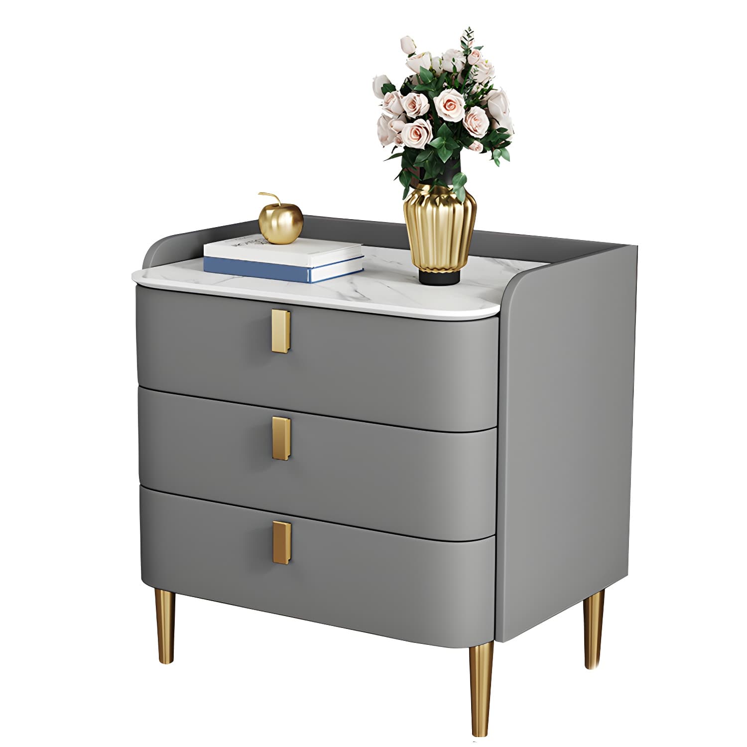 Contemporary Drawer Storage Bed Nightstand Wooden Night Table for Bedroom thumbnail 12