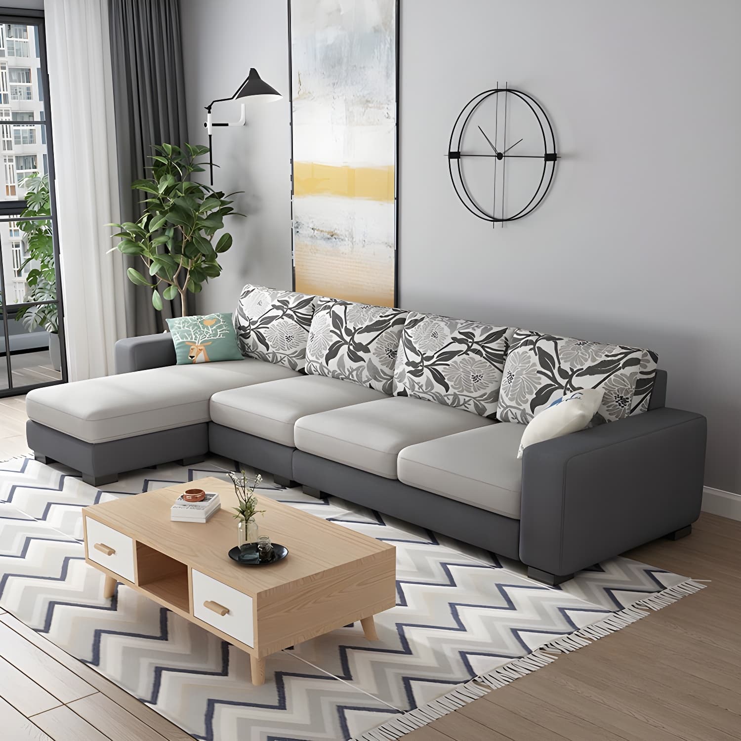 Scandinavian Wood Frame Straight Sofa with Cushion Back and Slipcover in 3 Piece Set thumbnail 21