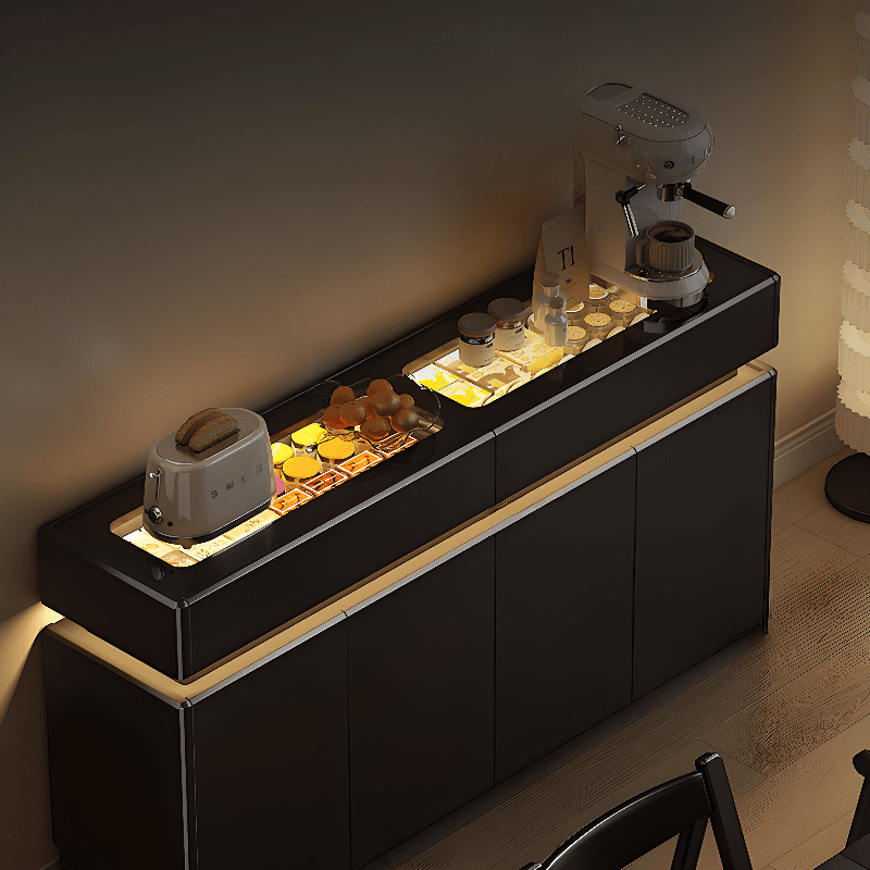 Elegant Sideboard with 8/12 Drawers, Glass Countertop, and Illuminating Lighting thumbnail 5
