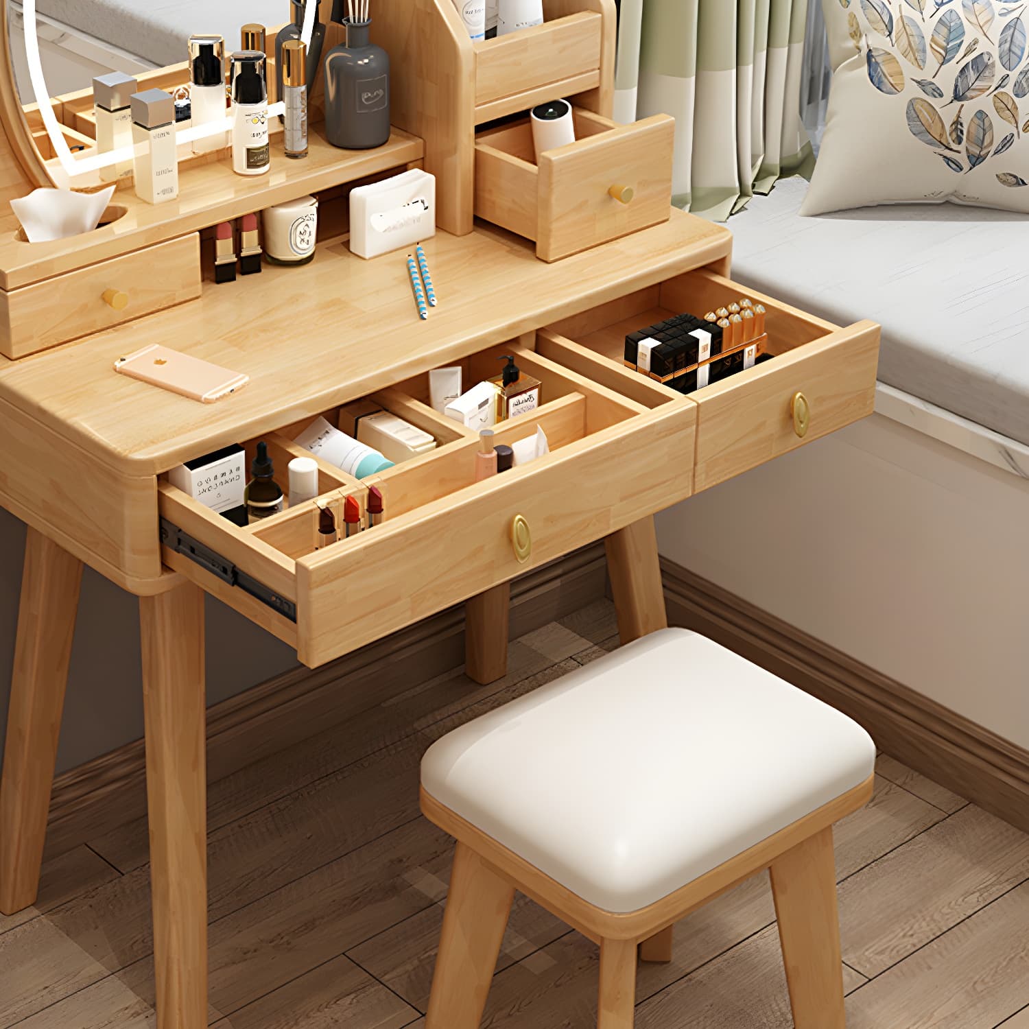 Traditions Dressing Table Bedroom Solid Wood with Drawer Mirror Make-up Vanity thumbnail 14