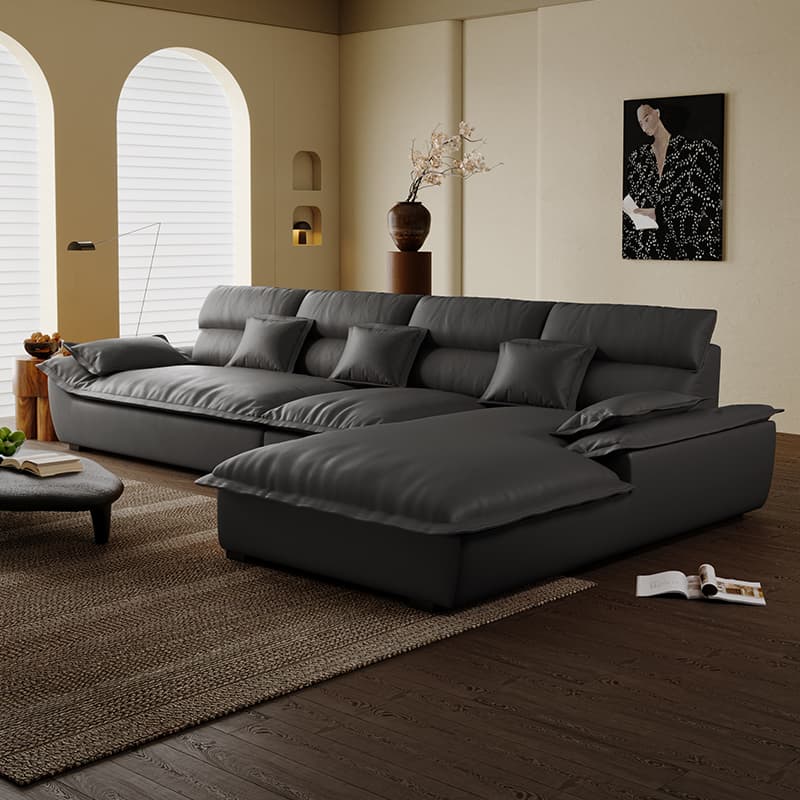 Modern Simple Style Midnight Black/Sepia/Chalk L-Shape Sofa Recliner Seats 5 thumbnail 19