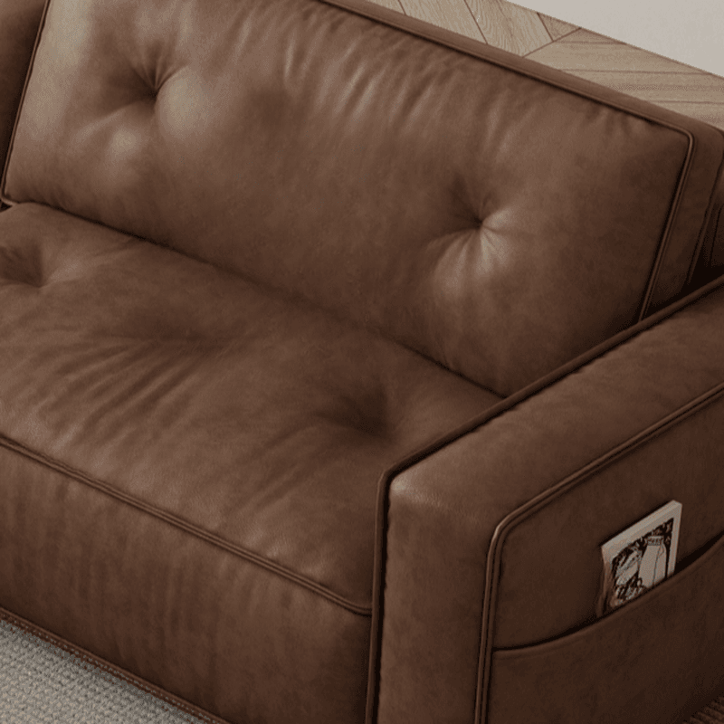 Mocha Pu Leather Convertible Sofa with Armrest for Drawing Room thumbnail 6