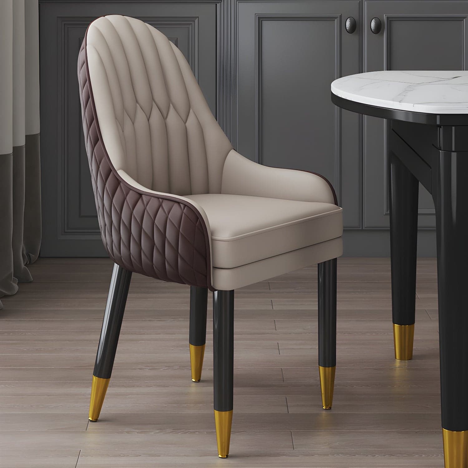 Scandinavian Indoor Arm Chair Upholstered Parsons Back Wood Dining Room Chair thumbnail 3