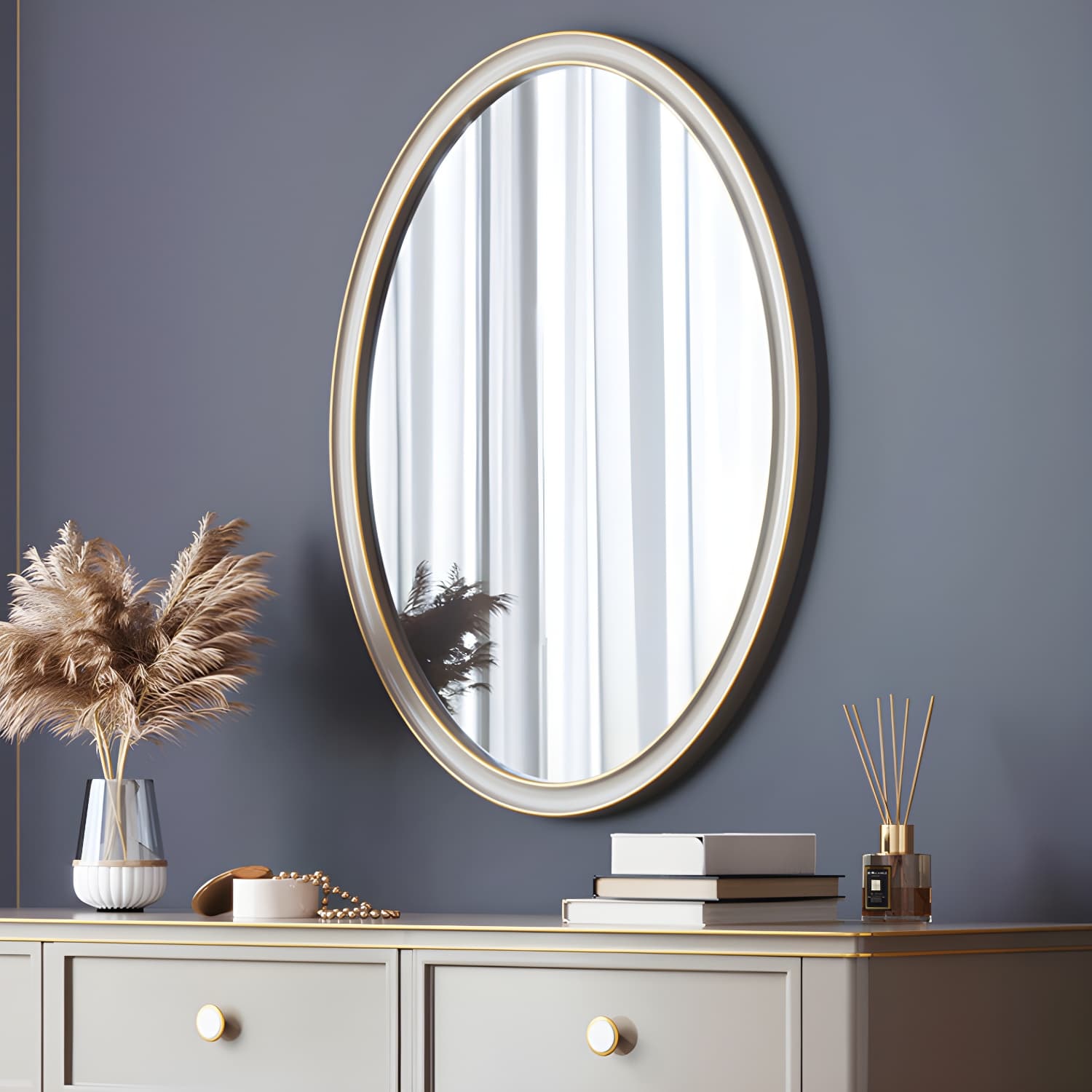Mirror & 3 Drawers Makeup Vanity Dressing Table Solid Wood Dresser thumbnail 8