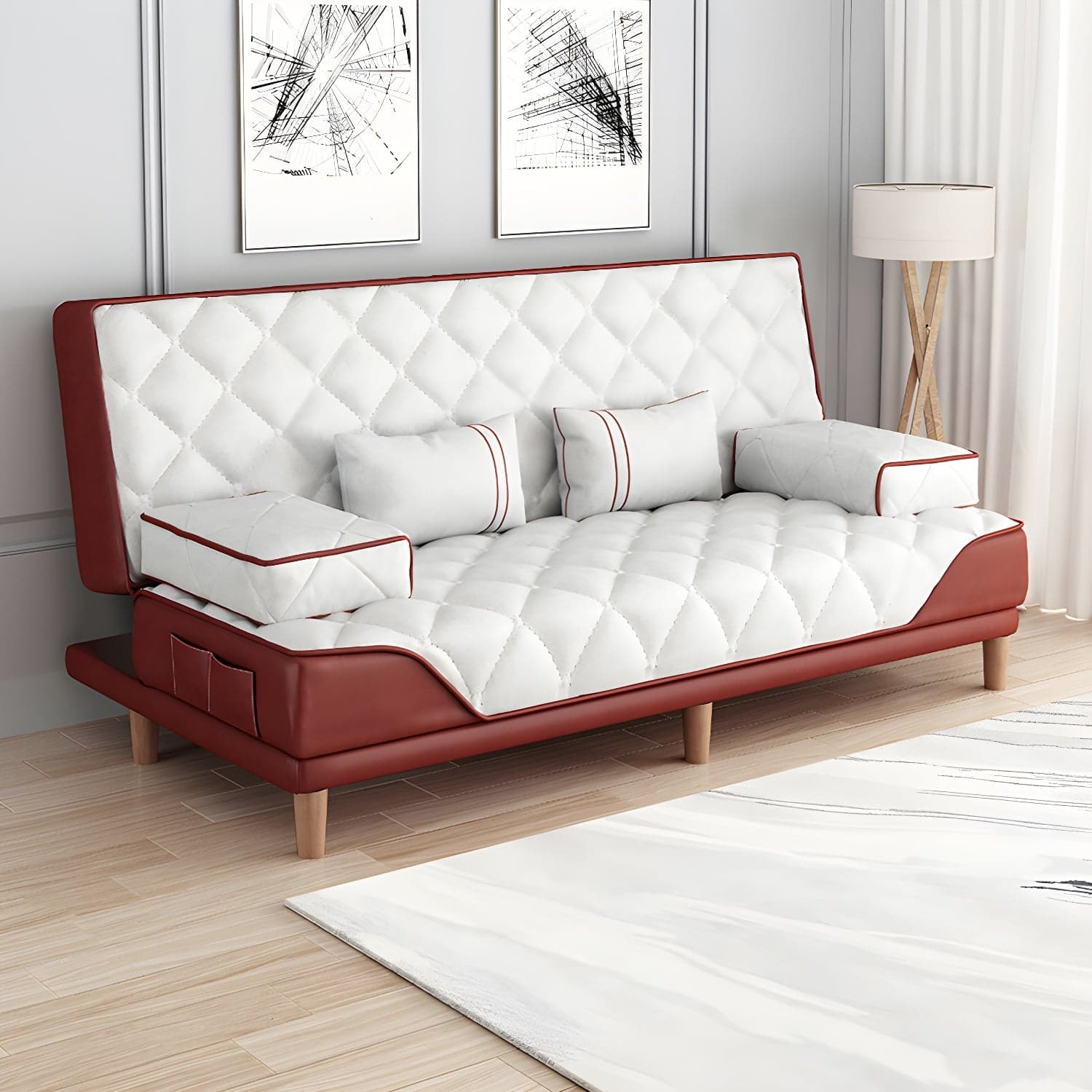 Contemporary Tight Back Convertible Sofa and Chaise with Pillow Top Arm thumbnail 8