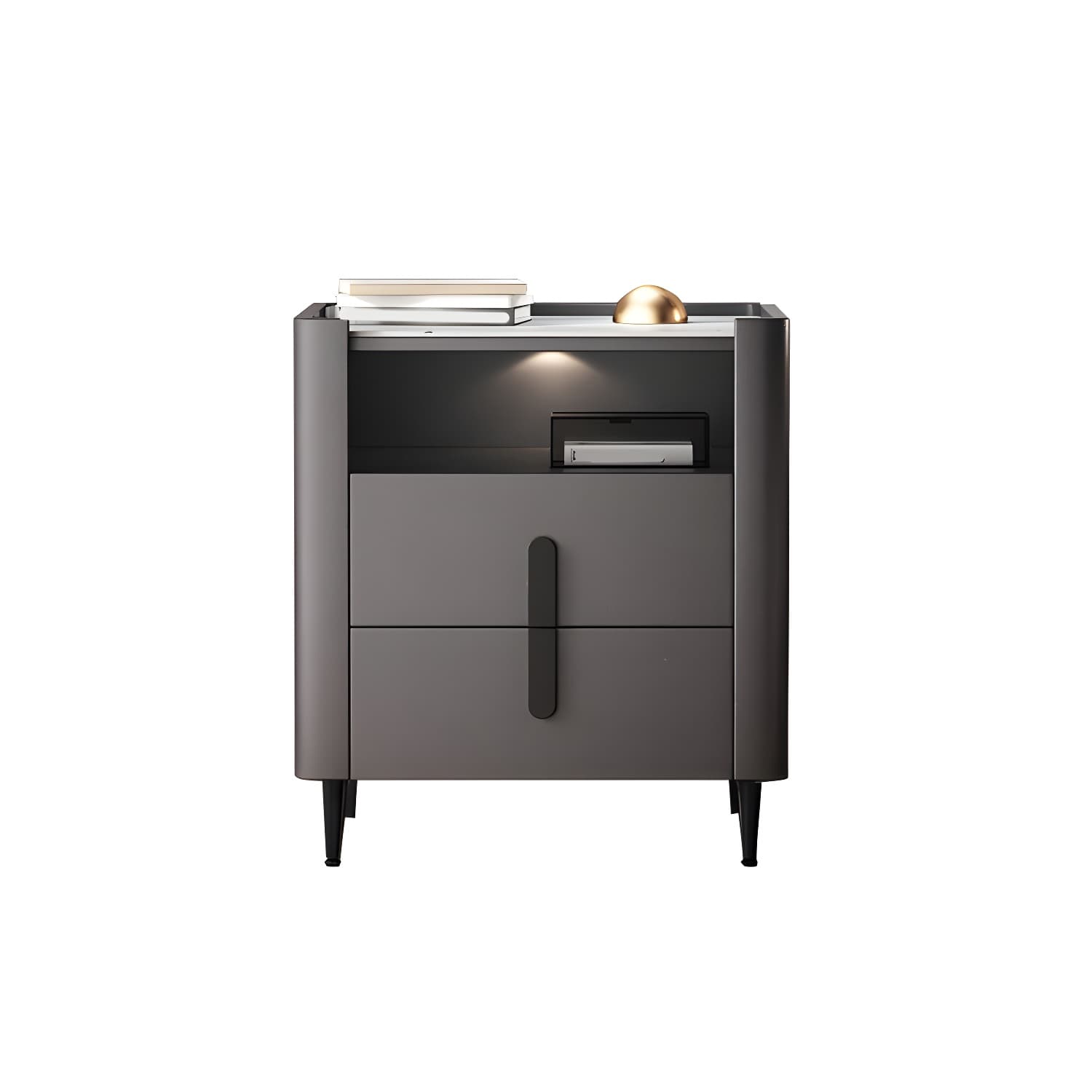 2-drawer Nightstand 21.65" Tall Lighting Station Bedside Cabinet thumbnail 6