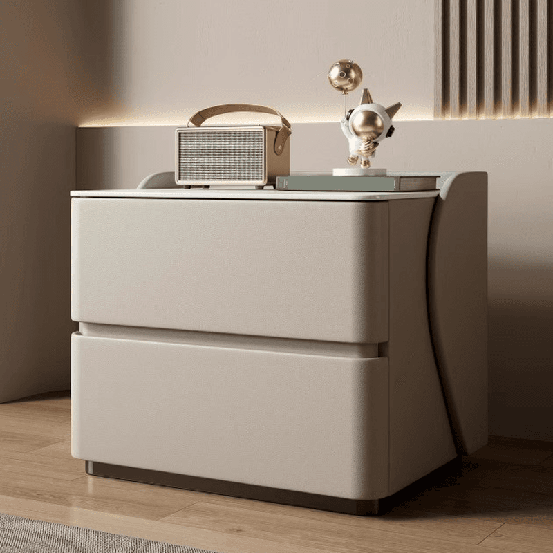 Minimalist 2 Tiers Drawer Storage Bedside Table with Faux Marble Top thumbnail 12