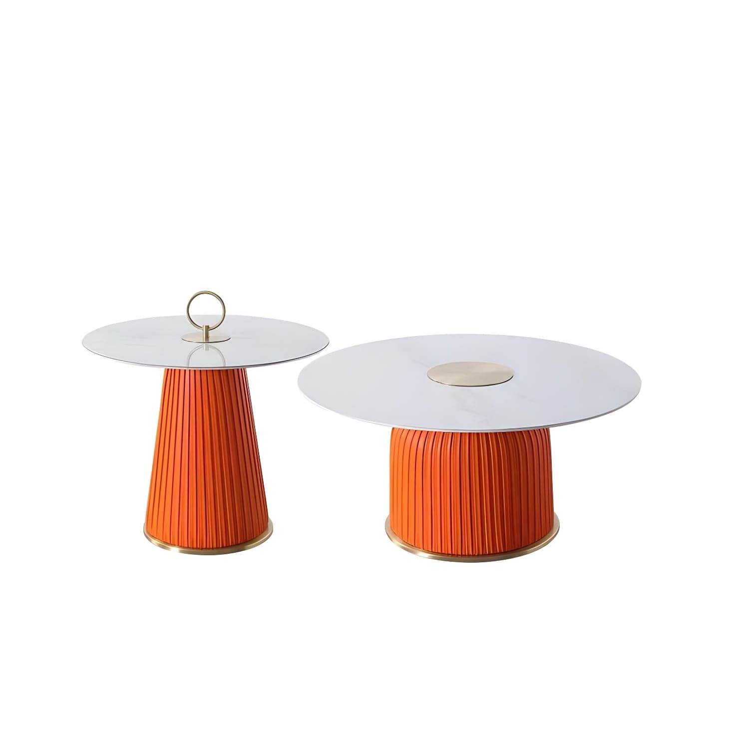 Modern Metal Cocktail Table Round Pedestal Coffee Table - White thumbnail 3