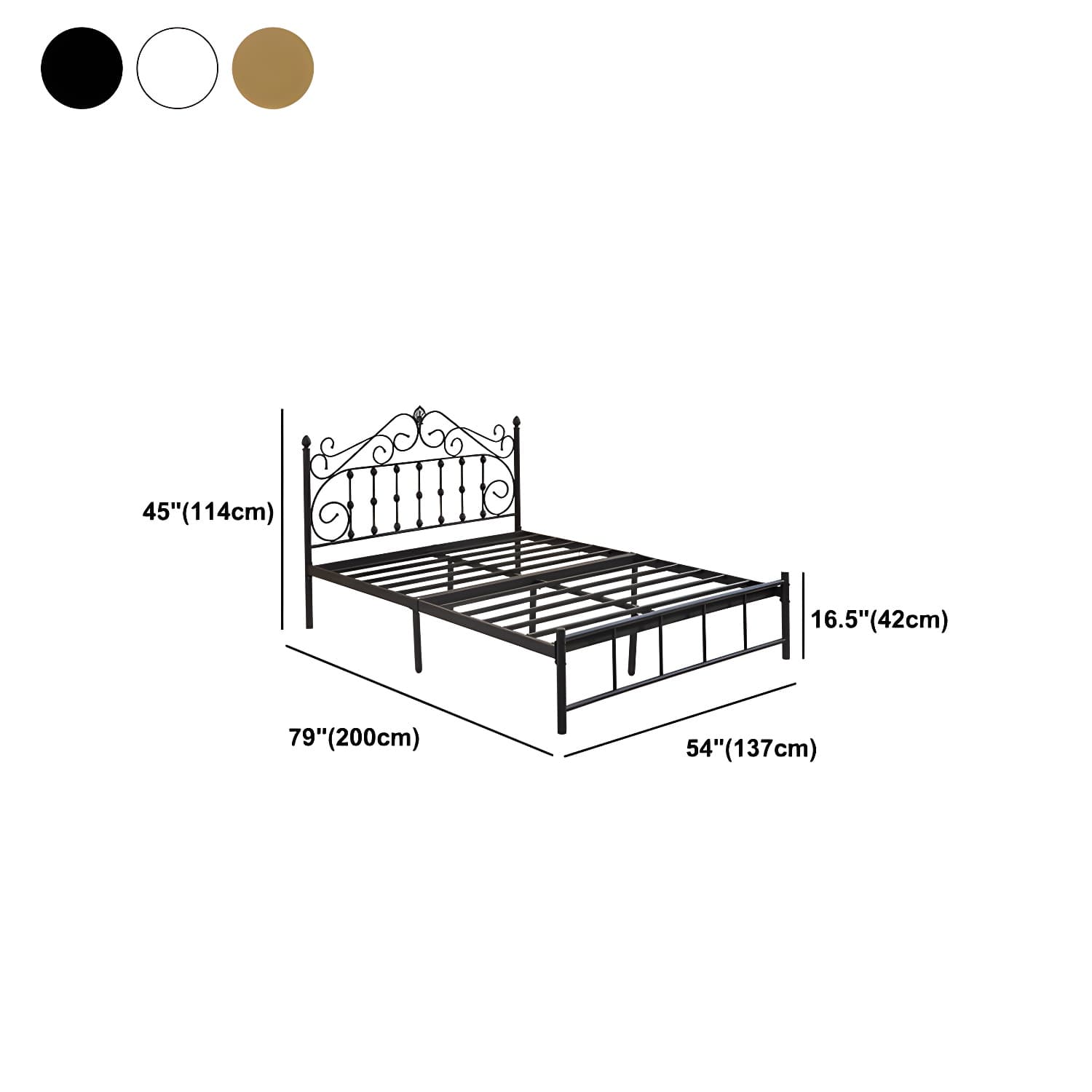 Glam Style Metal Iron Material with Headboard Gold/black/white Bed thumbnail 18