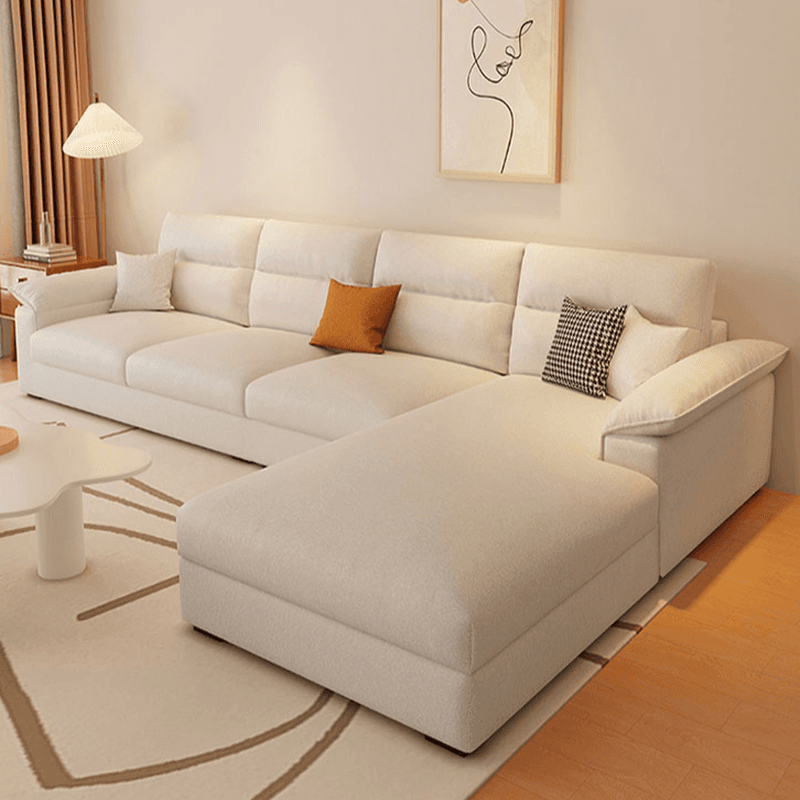 Straight Tear Resistant Sofa with Cushion Back in Ivory, Seats 4/3 Person, Horizontal Orientation, and Recessed Arm thumbnail 2