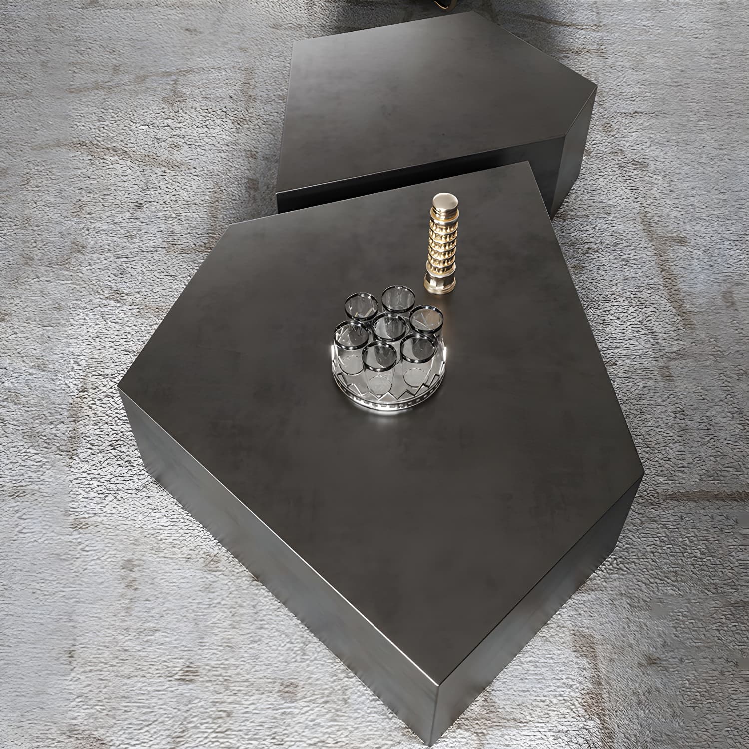 Abstract Shape Base Design Stainless Steel Hussey/bronze Free Shape Coffee Table thumbnail 5