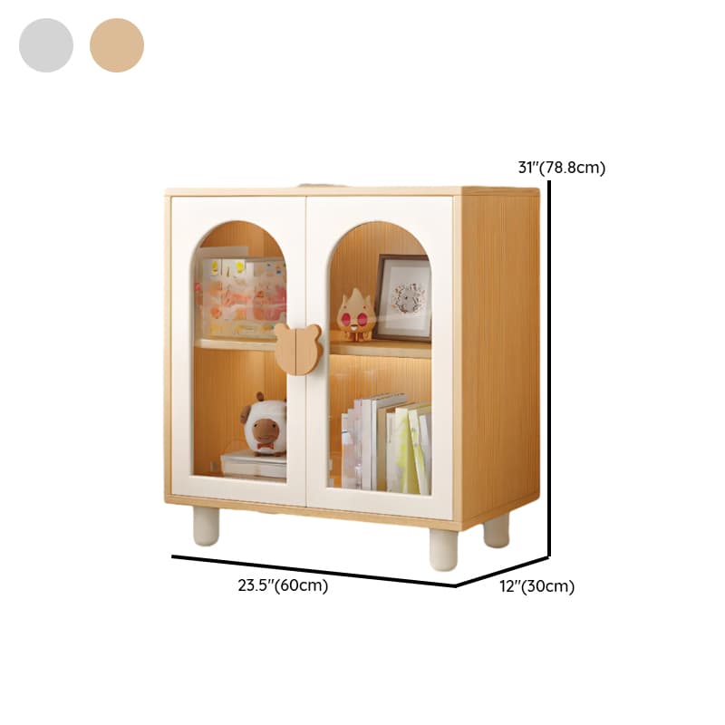 Modern Rectangular Utility Cabinet with Closet, Manufactured Wood Countertop, Glass-panel Door, White/Natural Top thumbnail 10