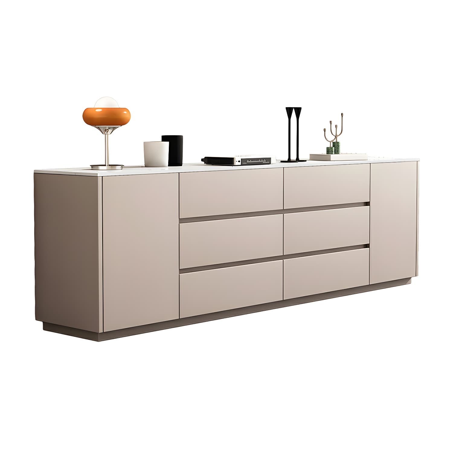 Modern Stone TV Stand with 6 Drawers and 2 Cabinets - Sleek and Stylish Design thumbnail 12