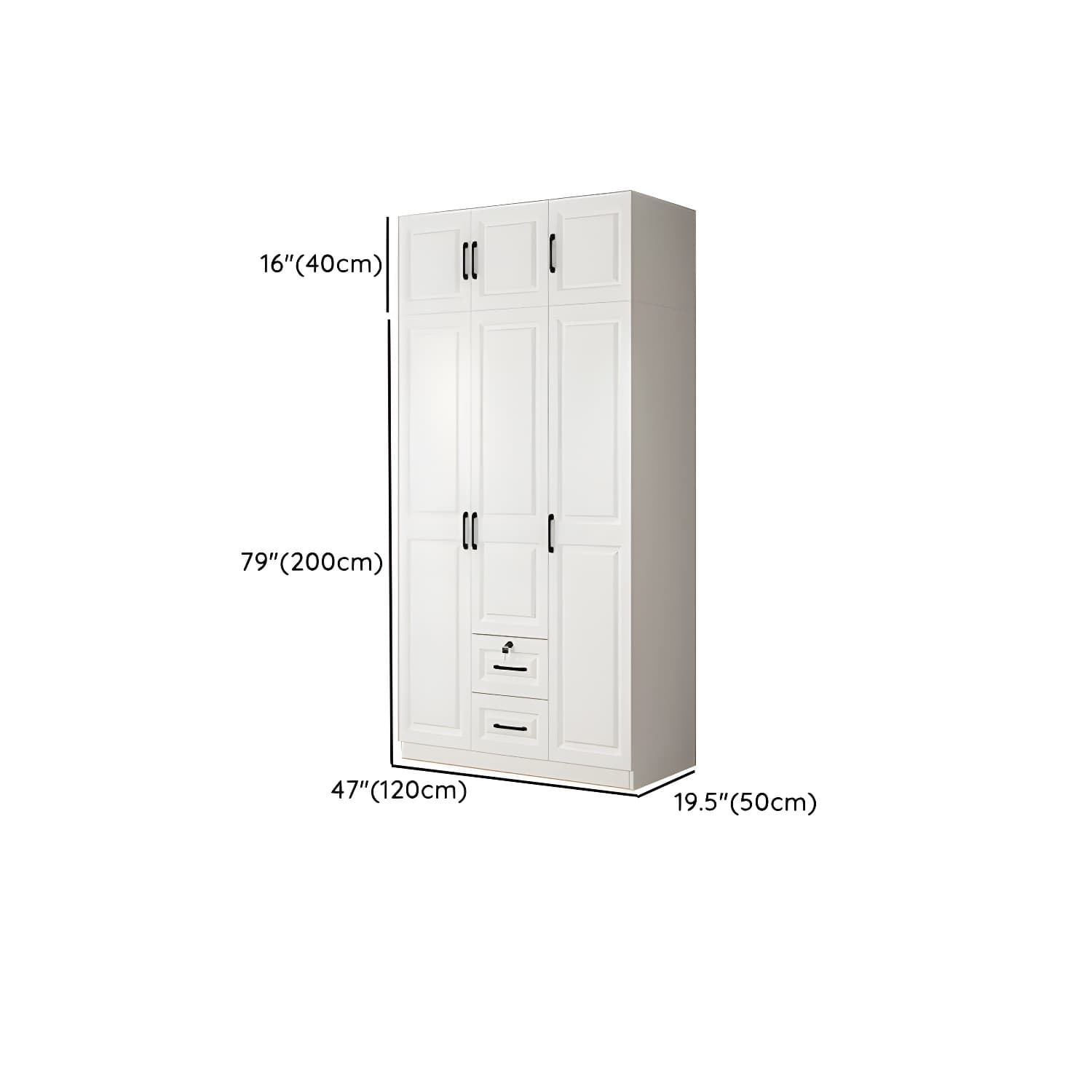 White Wood Wardrobe Armoire with Drawers, Shelves, and Clothing Rod thumbnail 18