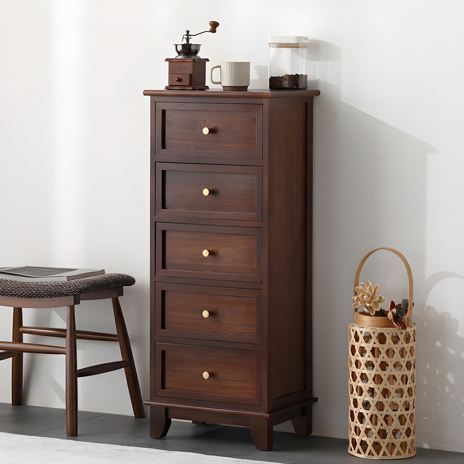 Scandinavian Wood Accent Chest with Drawers - Small Sized Rectangle Cabinet for Storage thumbnail 10