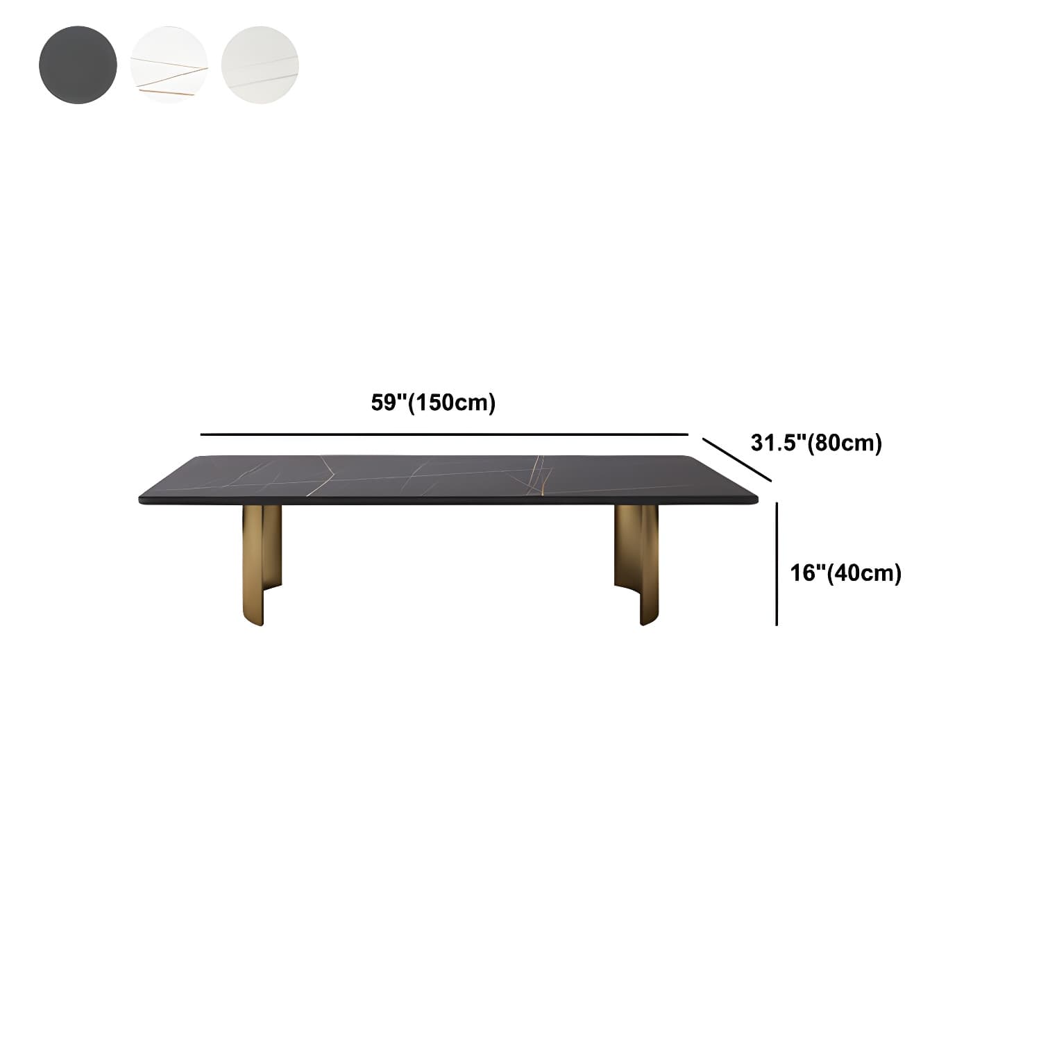 Glam 15.7" H Rectangle Slate Coffee Table Steel 2 Legs Cocktail Table thumbnail 19