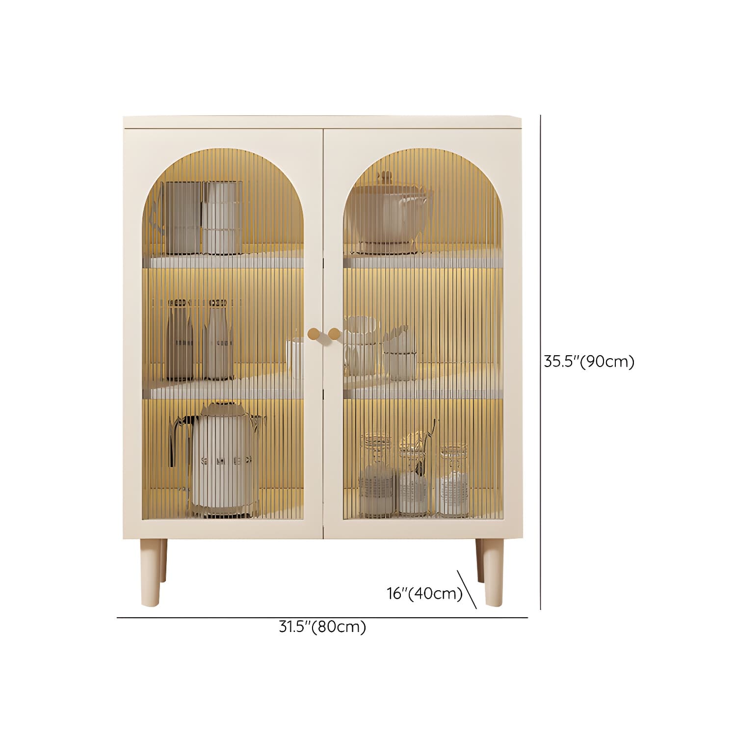 White Modern Sideboard Credenza with Cabinets and Shelves for Storage and Display thumbnail 16