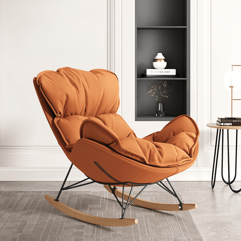 Stationary Rocking Chair with Flared Arm and Rear Support thumbnail 7