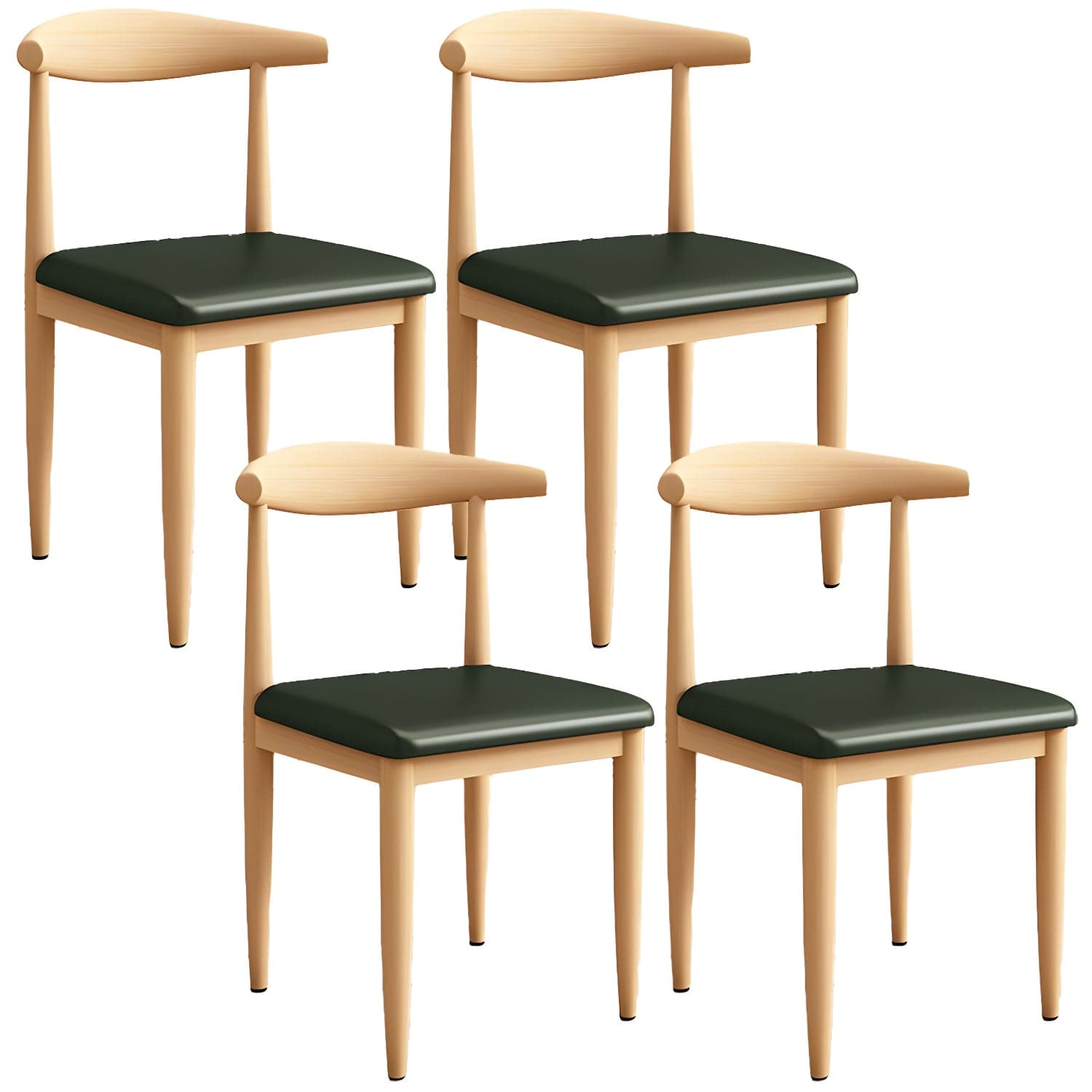 Modern Kitchen Dining Chairs Open Back Dining Chair with Metal Base thumbnail 3