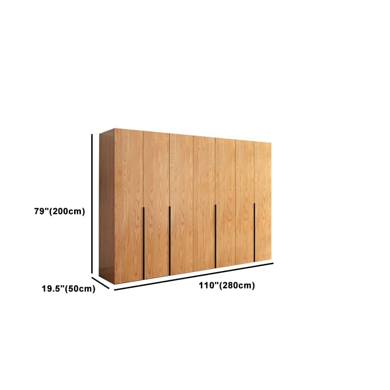 Natural Wood Freestanding Wardrobe Closet with Natural Doors thumbnail 19