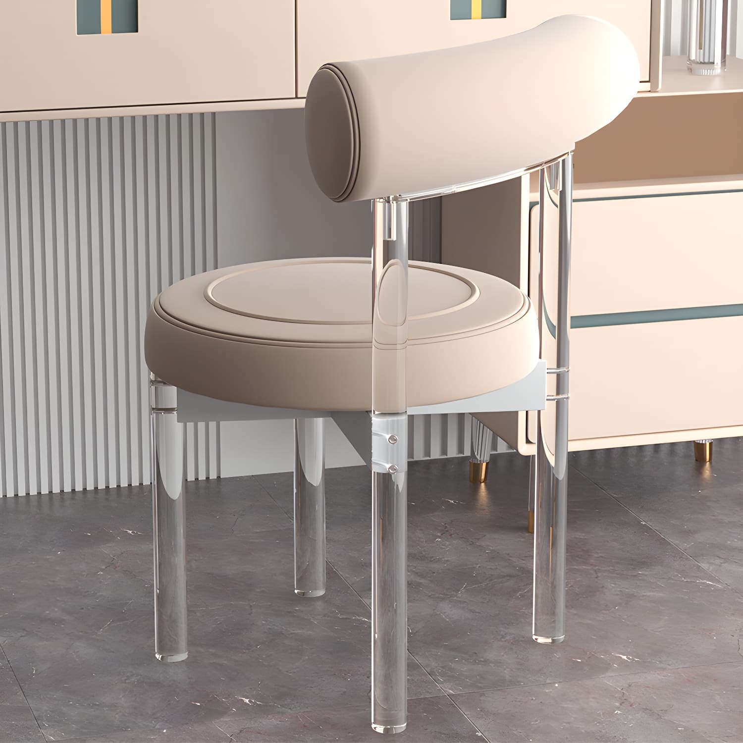 Clear Leg Modern Side Chair with Low Back and Upholstered Polyurethane Seat thumbnail 8