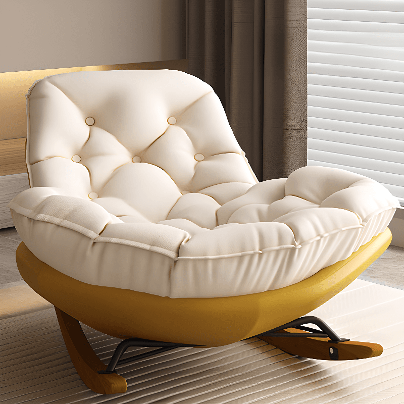 Stationary Upholstered Rocking Chair with Cushioned Rear in a Scandinavian Style, Footstool Included/Not Included thumbnail 25