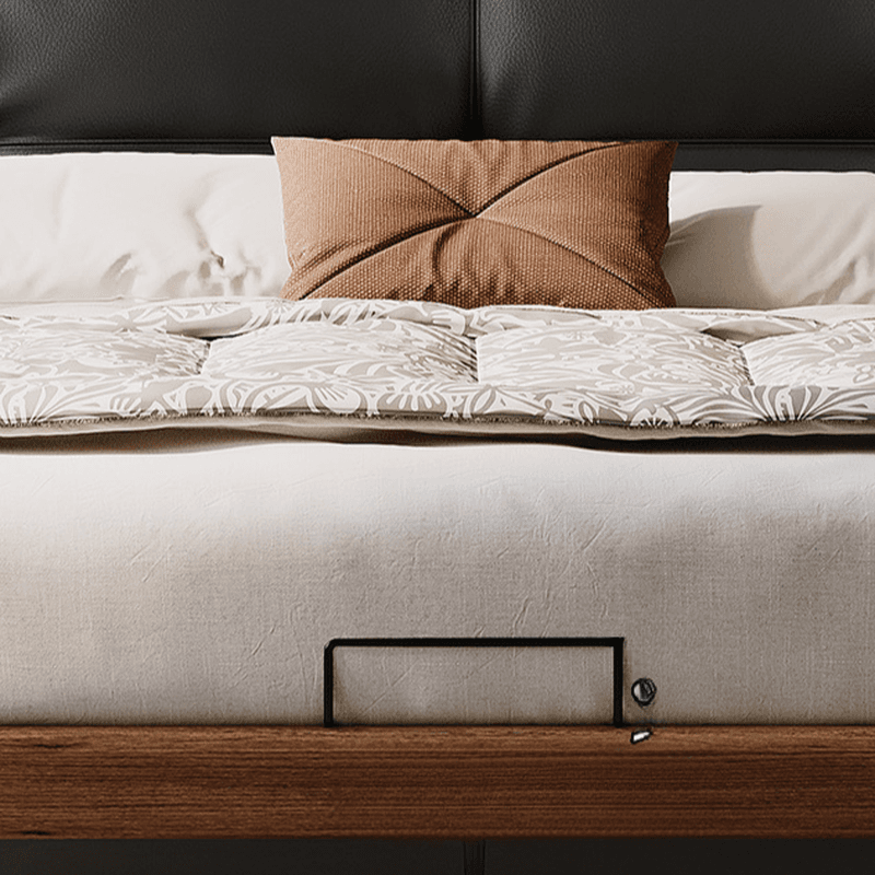 Solid Color Platform Bed with Natural Wood Frame and Button-tufted Design for Living Room thumbnail 6