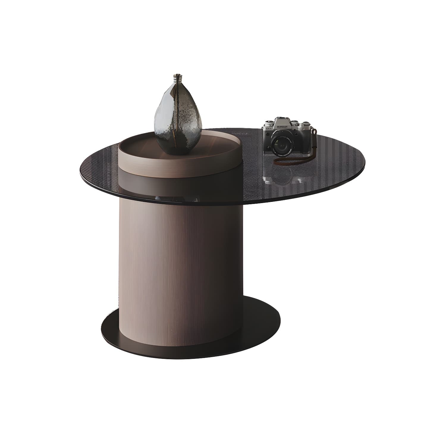11"H Contemporary Coffee Table Round Coffee Cocktail Table with Drawer thumbnail 16