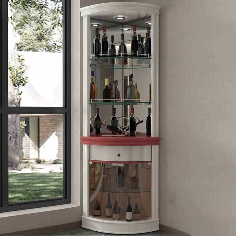 Circular Corner Glass Accent Cabinet with Clear Glass Doors and 3 Shelves thumbnail 2